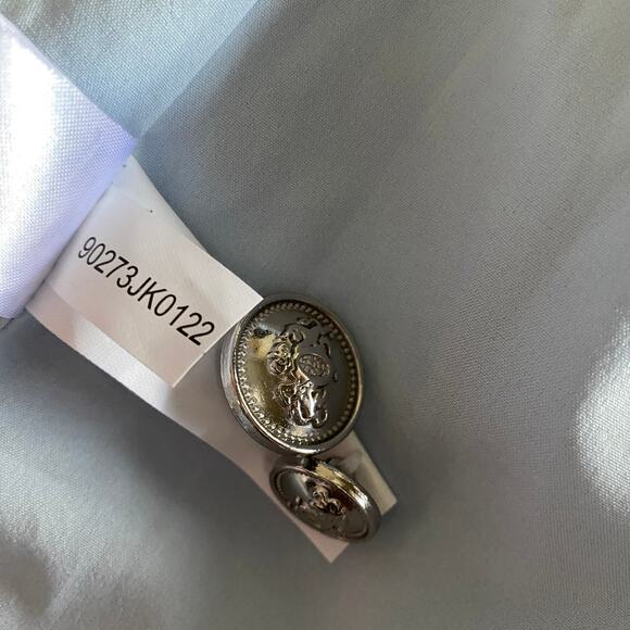 Antonio Melani Riviera Linen Blazer Jacket Fits Sz S Light Blue Silver Buttons - Picture 15 of 15